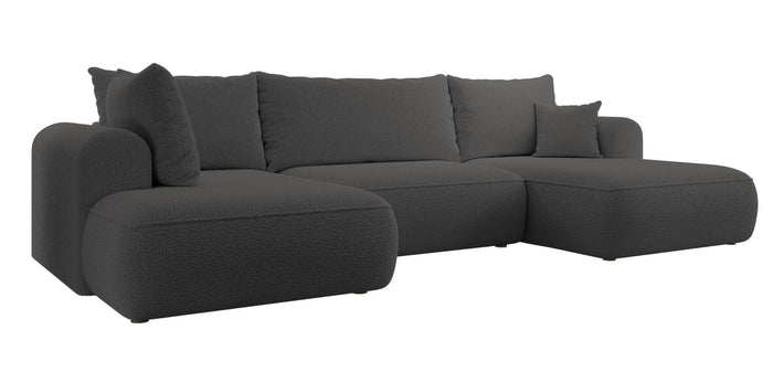 NADUVI Collection Philipa U-bank Links met Slaapfunctie - Bouclé - Antraciet