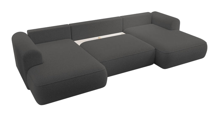 NADUVI Collection Philipa U-bank Links met Slaapfunctie - Bouclé - Antraciet