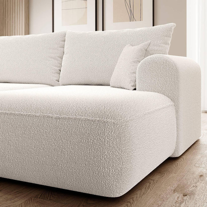 NADUVI Collection Philipa Hoekbank Rechts met Slaapfunctie - Bouclé - Crème