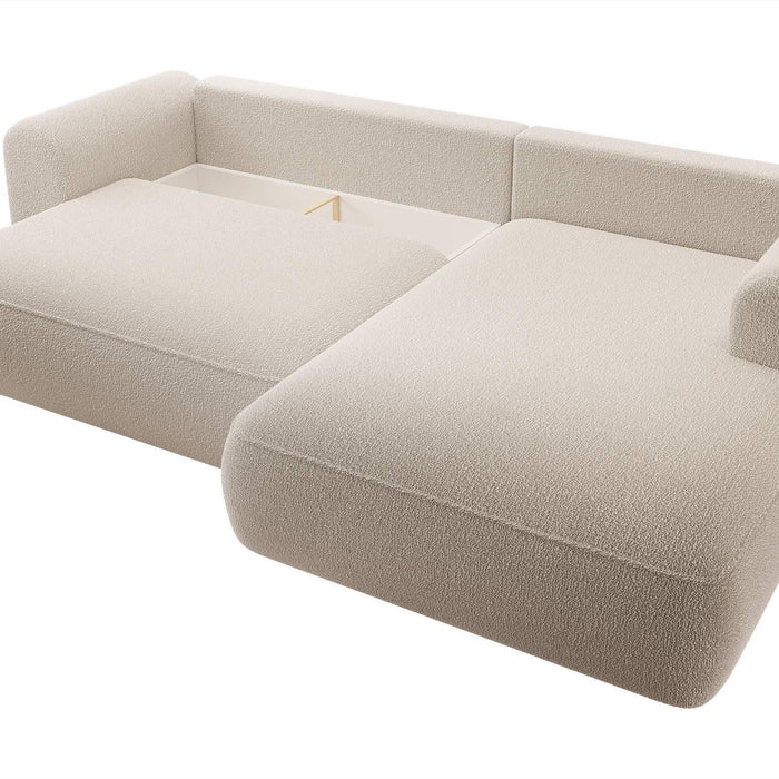NADUVI Collection Philipa Hoekbank Rechts met Slaapfunctie - Bouclé - Beige