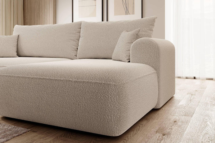 NADUVI Collection Philipa Hoekbank Rechts met Slaapfunctie - Bouclé - Beige
