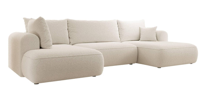 NADUVI Collection Philipa U-bank Links met Slaapfunctie - Bouclé - Beige