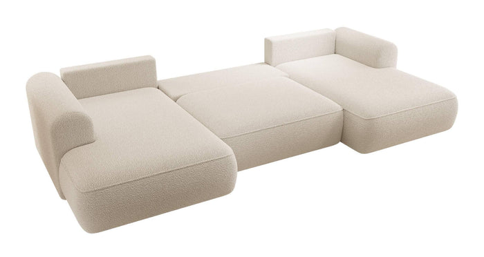 NADUVI Collection Philipa U-bank Links met Slaapfunctie - Bouclé - Beige