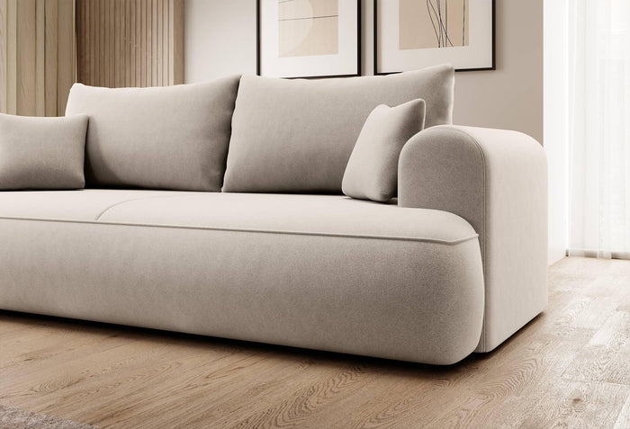 NADUVI Collection Philipa 3-zitsbank met Slaapfunctie - Velvet - Crème