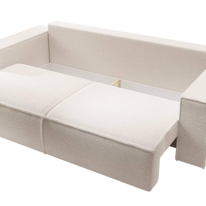 NADUVI Collection Galine 3-zitsbank met Slaapfunctie - Bouclé - Crème