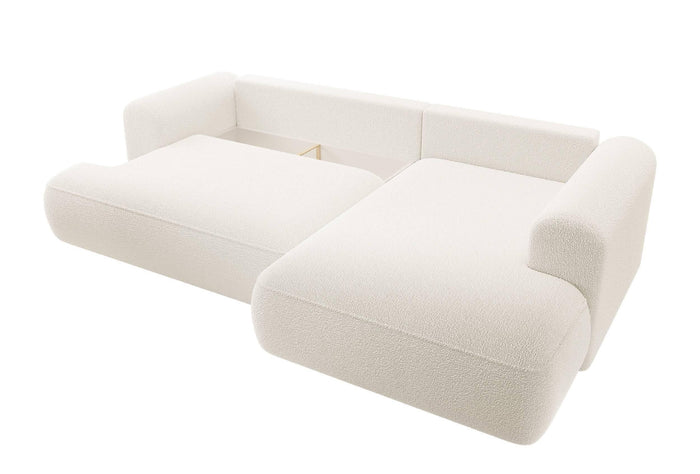 NADUVI Collection Philipa Hoekbank Big Rechts met Slaapfunctie - Bouclé - Crème