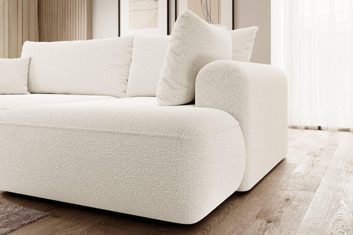 NADUVI Collection Philipa Hoekbank Big Rechts met Slaapfunctie - Bouclé - Crème