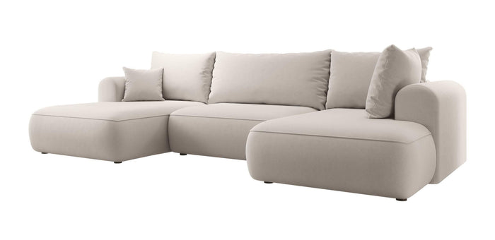 NADUVI Collection Philipa U-bank Rechts met Slaapfunctie - Velvet - Gebroken wit