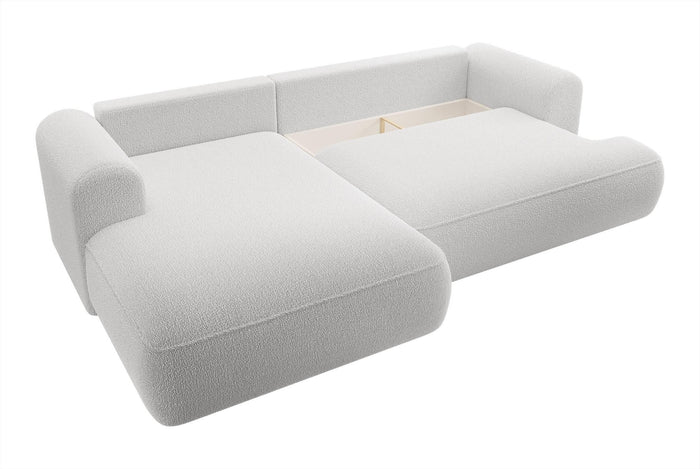NADUVI Collection Philipa Hoekbank Links met Slaapfunctie - Bouclé - Lichtgrijs