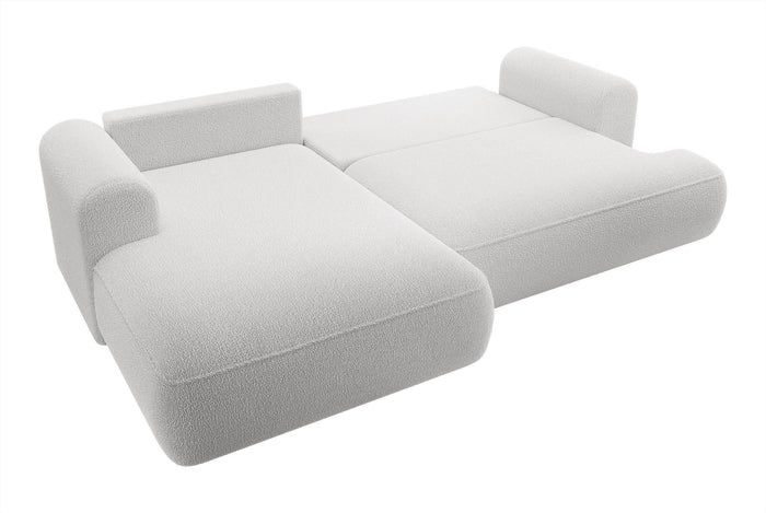 NADUVI Collection Philipa Hoekbank Links met Slaapfunctie - Bouclé - Lichtgrijs