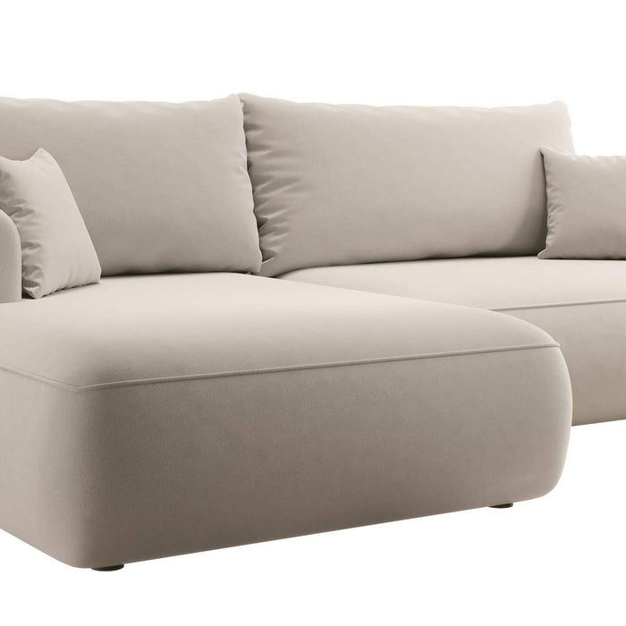 NADUVI Collection Philipa Hoekbank Links met Slaapfunctie - Velvet - Crème