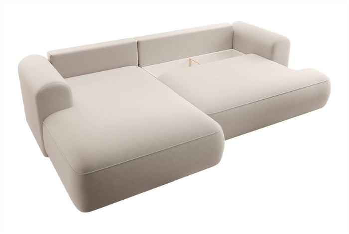 NADUVI Collection Philipa Hoekbank Links met Slaapfunctie - Velvet - Crème