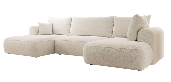 NADUVI Collection Philipa U-bank Rechts met Slaapfunctie - Bouclé - Beige