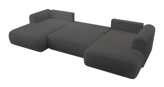 NADUVI Collection Philipa U-bank Rechts met Slaapfunctie - Bouclé - Antraciet