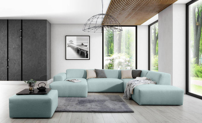 NADUVI Collection Nina U-bank Rechts - Ribstof - Grijsblauw