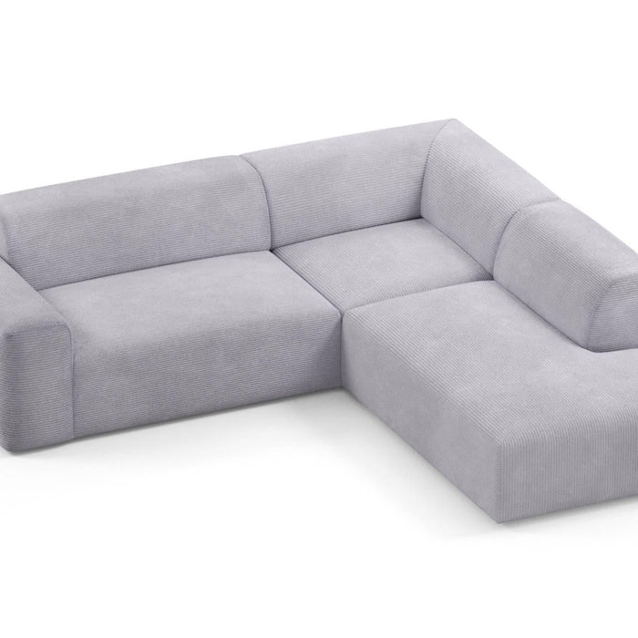 NADUVI Collection Nina Big Hoekbank Rechts - Ribstof - Lichtgrijs