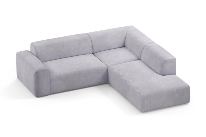 NADUVI Collection Nina Big Hoekbank Rechts - Ribstof - Lichtgrijs