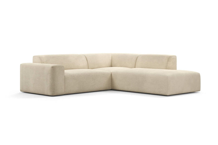 NADUVI Collection Nina Big Hoekbank Rechts - Ribstof - Crème
