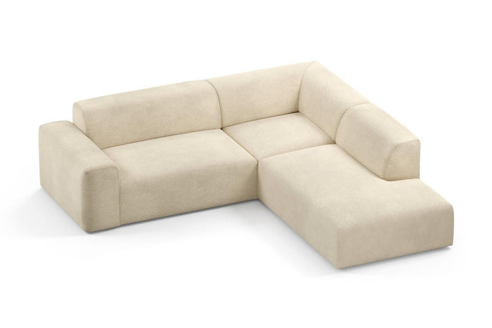 NADUVI Collection Nina Big Hoekbank Rechts - Ribstof - Crème