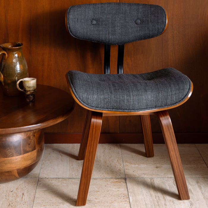 Dutchbone Blackwood Stoel - Donkerbruin Onderstel - Grijs Textiel