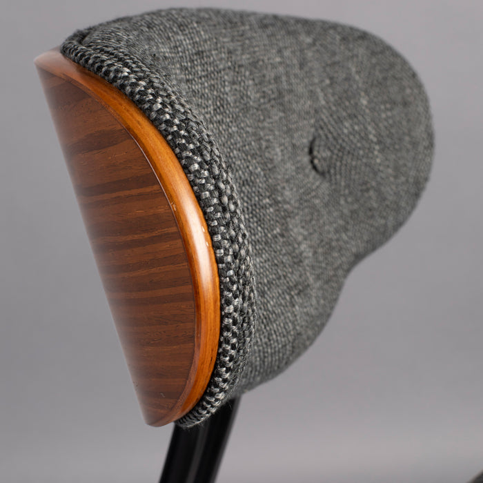 Dutchbone Blackwood Stoel - Donkerbruin Onderstel - Grijs Textiel