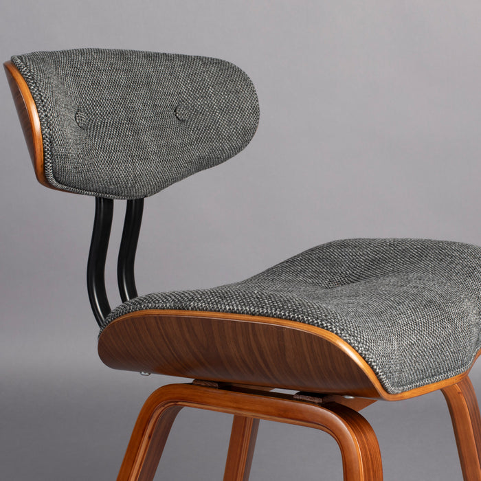Dutchbone Blackwood Stoel - Donkerbruin Onderstel - Grijs Textiel
