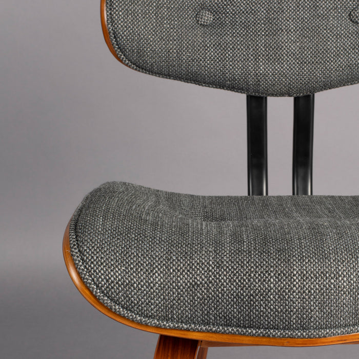 Dutchbone Blackwood Stoel - Donkerbruin Onderstel - Grijs Textiel