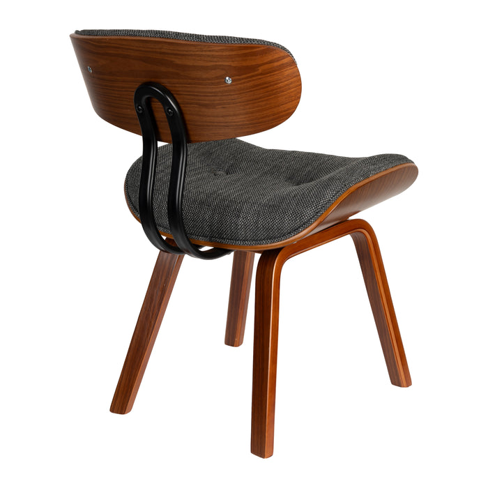 Dutchbone Blackwood Stoel - Donkerbruin Onderstel - Grijs Textiel