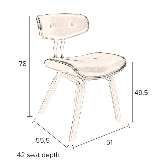 Dutchbone Blackwood Stoel - Donkerbruin Onderstel - Grijs Textiel
