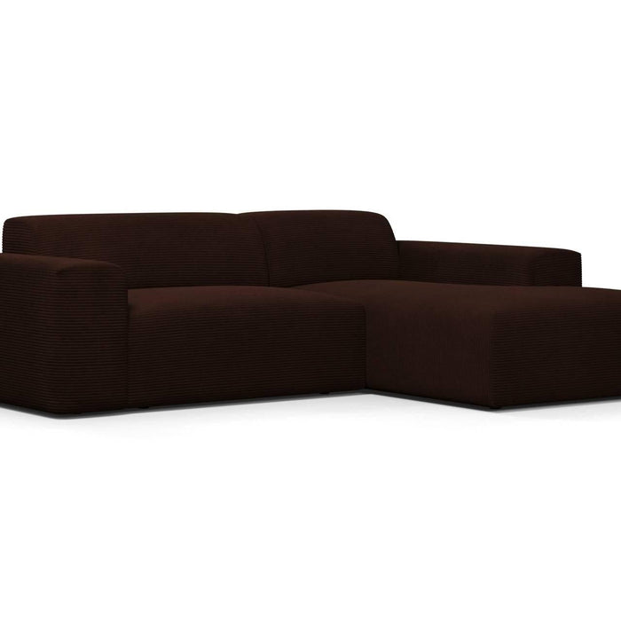 NADUVI Collection Nina Hoekbank Rechts - Ribstof - Donkerbruin
