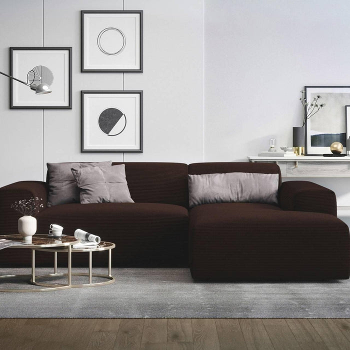 NADUVI Collection Nina Hoekbank Rechts - Ribstof - Donkerbruin