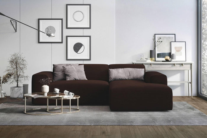 NADUVI Collection Nina Hoekbank Rechts - Ribstof - Donkerbruin