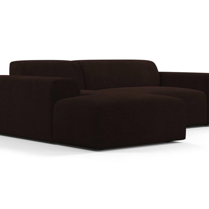 NADUVI Collection Nina Hoekbank Links - Ribstof - Donkerbruin