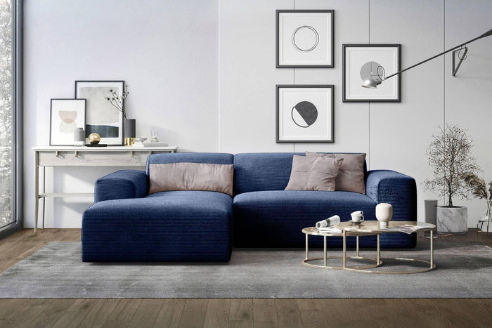 NADUVI Collection Nina Hoekbank Links - Ribstof - Donkerblauw