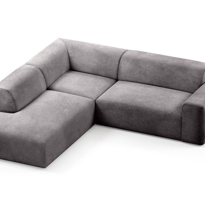 NADUVI Collection Nina Big Hoekbank Links - Ribstof - Grijs