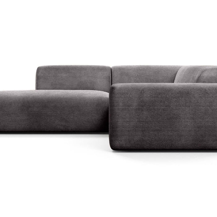 NADUVI Collection Nina Big Hoekbank Links - Ribstof - Grijs