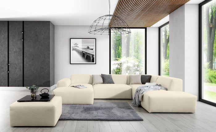 NADUVI Collection Nina U-bank Rechts - Ribstof - Crème