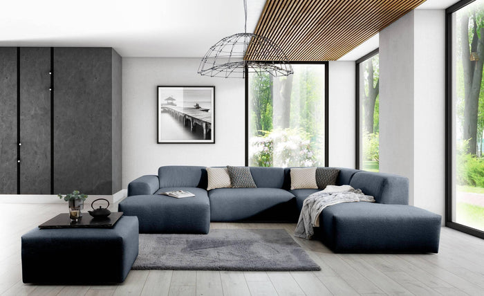 NADUVI Collection Nina U-bank Rechts - Ribstof - Blauw