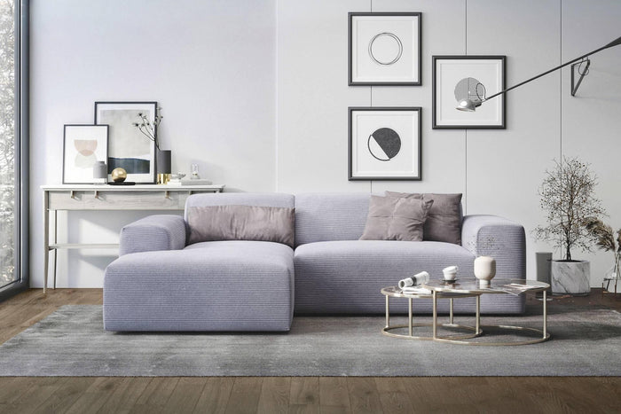 NADUVI Collection Nina Hoekbank Links - Ribstof - Lichtgrijs