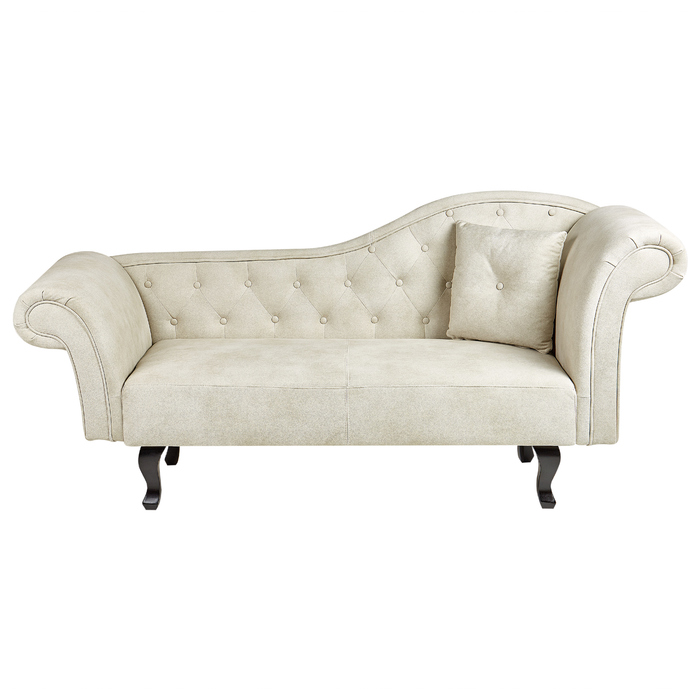 Beliani-LATTES II-Chaise longue-Lichtbeige-Rechterzijde-Fluweel