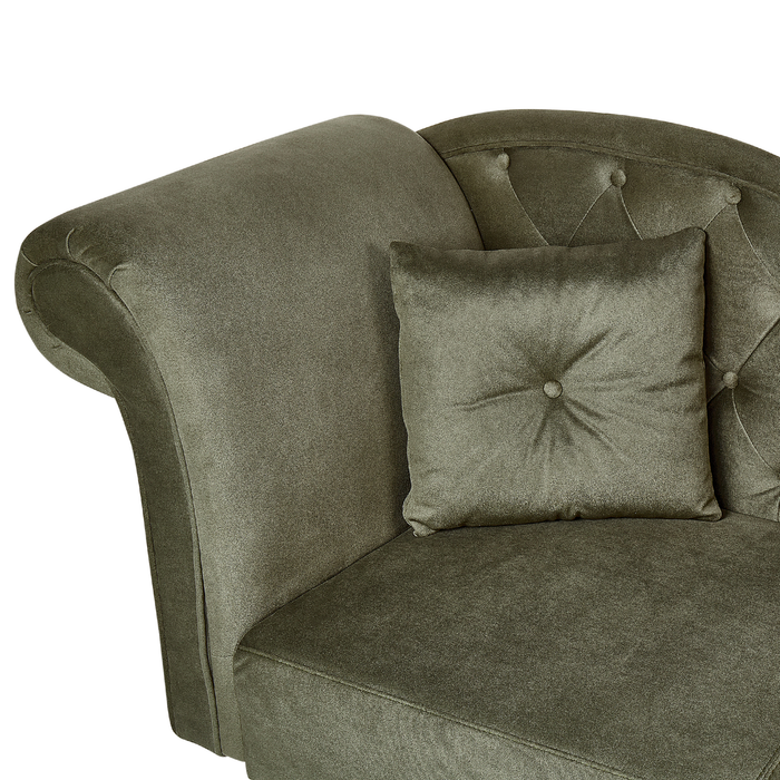 Beliani-LATTES II-Chaise longue-Olijfgroen-Rechterzijde-Fluweel