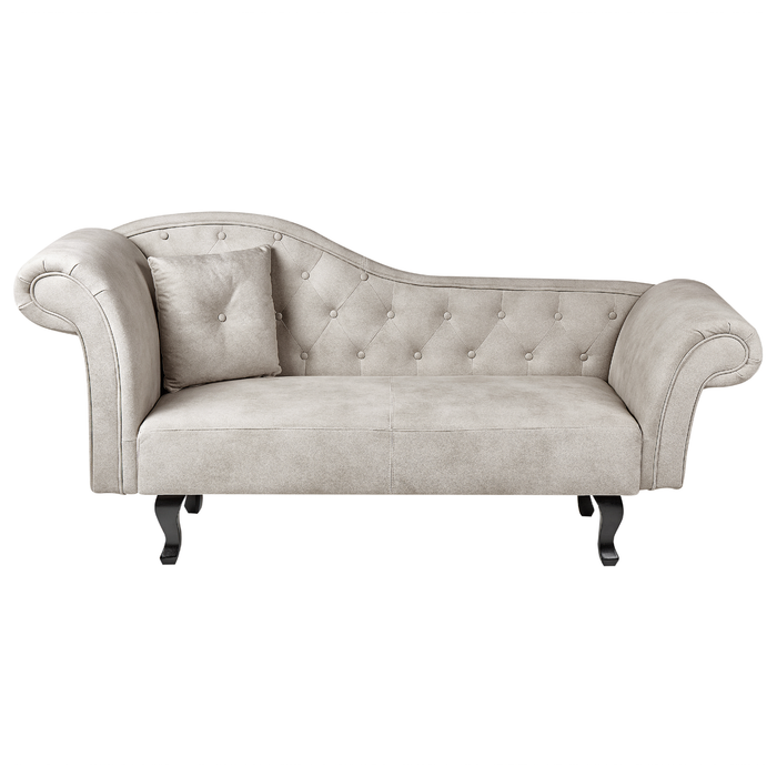 Beliani - LATTES II - Chaise longue - Taupe - Linkerzijde - Fluweel