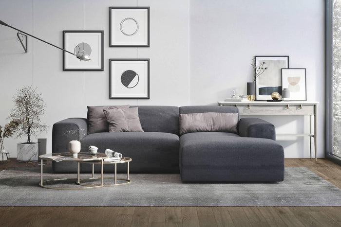 NADUVI Collection Nina Hoekbank Rechts - Ribstof - Antraciet