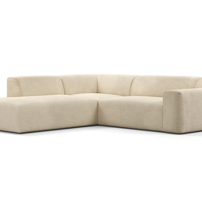 NADUVI Collection Nina Big Hoekbank Links - Ribstof - Crème