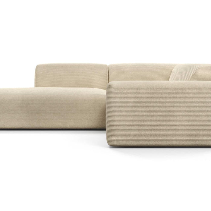 NADUVI Collection Nina Big Hoekbank Links - Ribstof - Crème