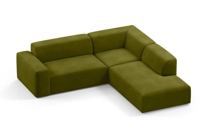 NADUVI Collection Nina Big Hoekbank Rechts - Velvet - Olijfgroen
