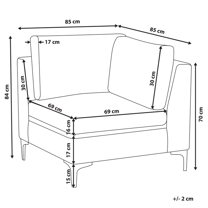 Beliani - EVJA - Hoekstuk - Marineblauw - Fluweel