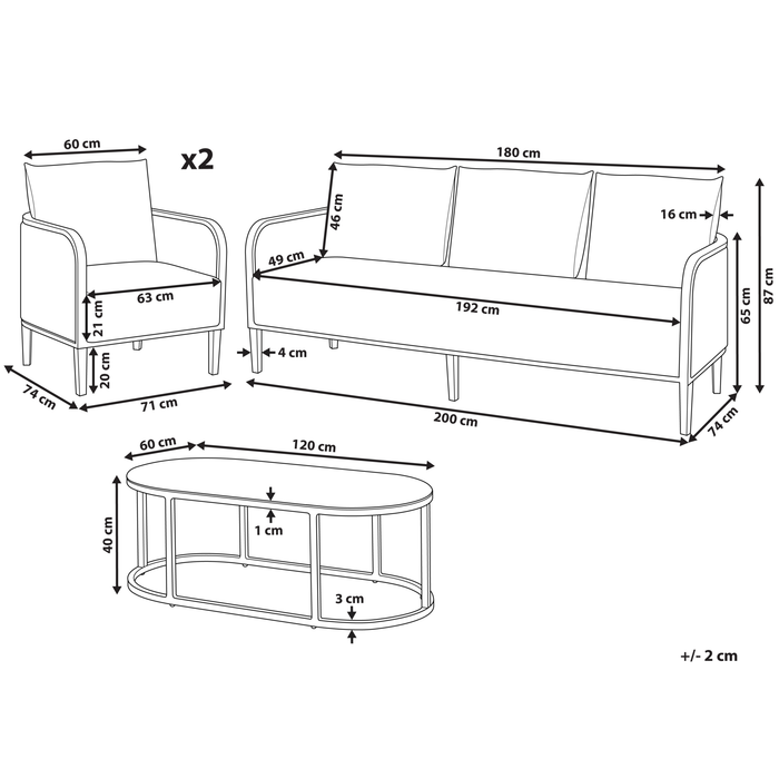 Beliani - MONTEFALCO - Loungeset 5-zits - Wit - Aluminium