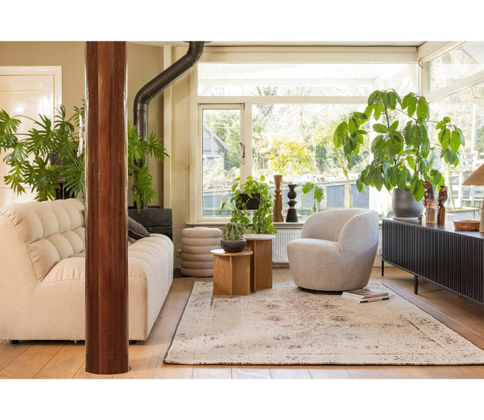 WOOOD Serra Draaifauteuil - Polyester - Zand - 75x70x69