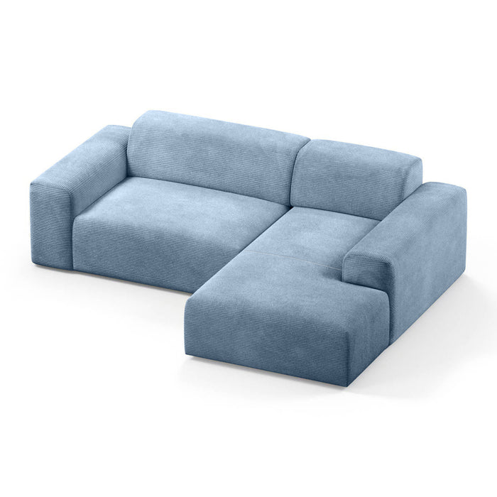 NADUVI Collection Nina Hoekbank Rechts - Ribstof - Lichtblauw
